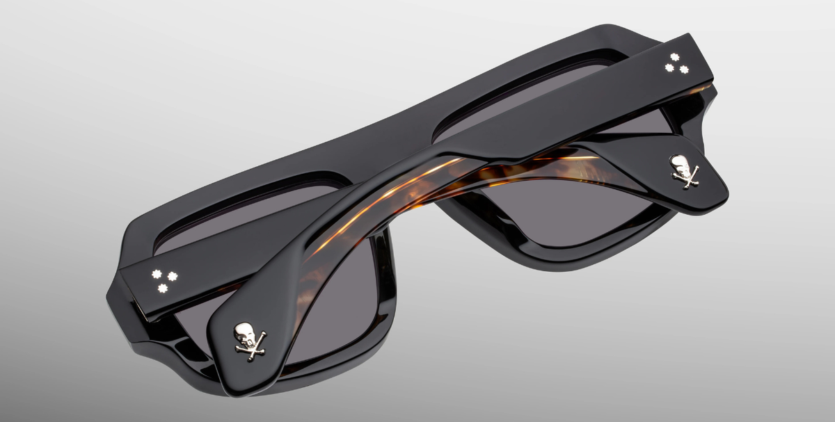 Rechteckige Jacques Marie Mage - Genetic Space Child | Bunker77 | Noir - Luxussonnenbrille mit schwarzem Rahmen und schwarzen Gläsern