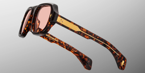 Rechteckige Jacques Marie Mage - Genetic Space Child | Bunker77 | Agar - Luxussonnenbrille mit braunem Rahmen und roten Gläsern