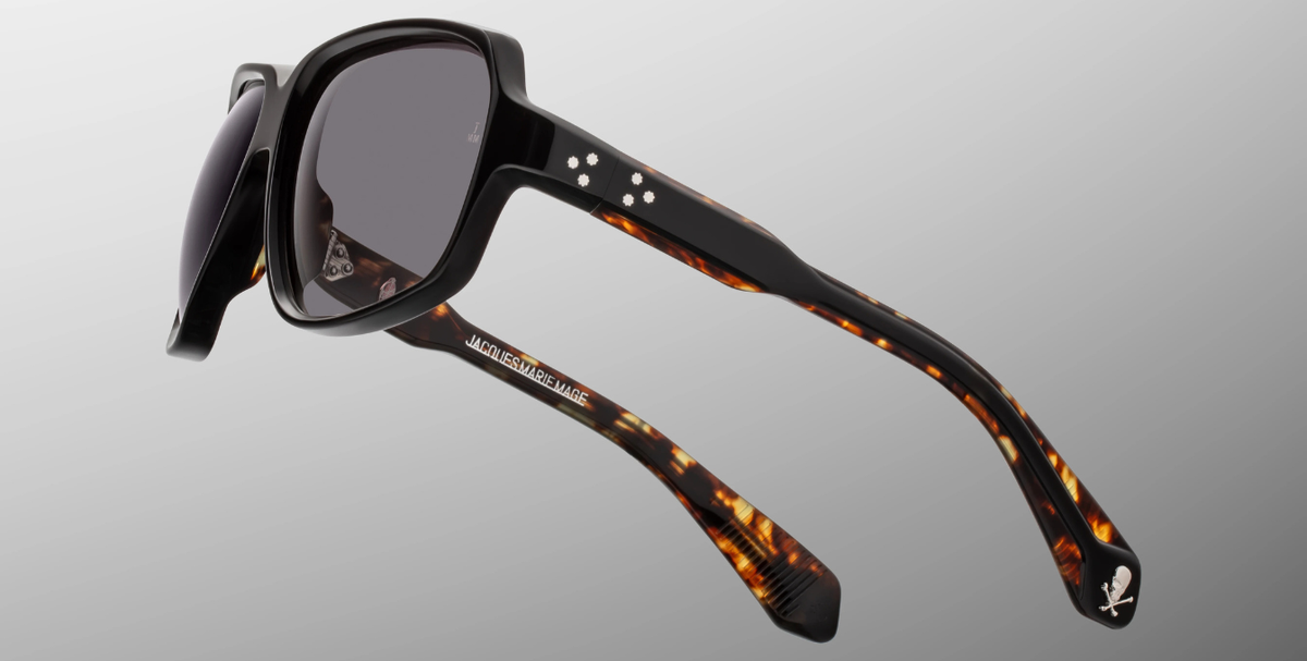Eckige Jacques Marie Mage Skeleton Bay | Bunker77 | Noir - Luxussonnenbrille mit schwarzem Rahmen und schwarzen Gläsern