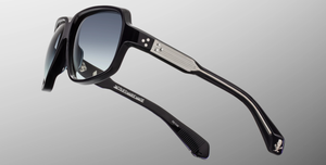 Eckige Jacques Marie Mage Skeleton Bay | Bunker77 | Regal - Luxussonnenbrille mit blauem Rahmen und blauen Gläsern