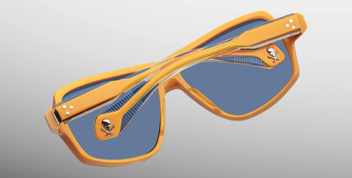 Jacques Marie Mage Skeleton Bay | Bunker77 | Talbot - Luxussonnenbrille mit gelbem Rahmen und blauen Gläsern