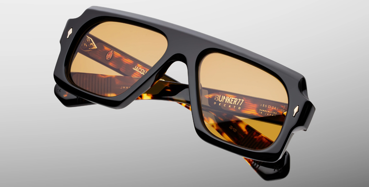 Eckige Jacques Marie Mage Decato | Bunker77 | Noir - Luxussonnenbrille mit schwarzem Rahmen und braunen Gläsern