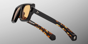 Eckige Jacques Marie Mage Decato | Bunker77 | Noir - Luxussonnenbrille mit schwarzem Rahmen und braunen Gläsern