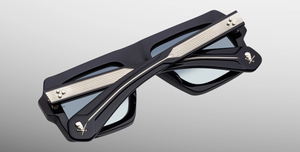 Eckige Jacques Marie Mage Decato | Bunker77 | Regal - Luxussonnenbrille mit schwarzem Rahmen und blauen Gläsern