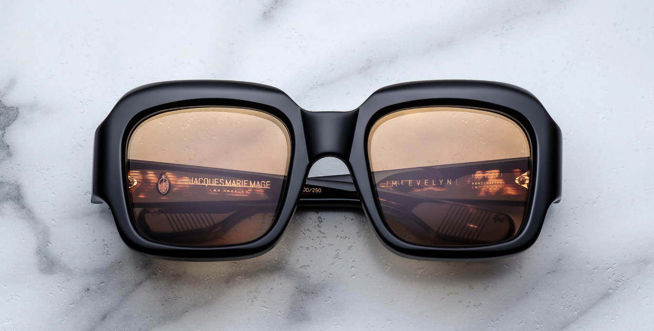 Jacques Marie Mage Evelyn Monday Monday Rechteckige Luxussonnenbrille mit schwarzem Rahmen