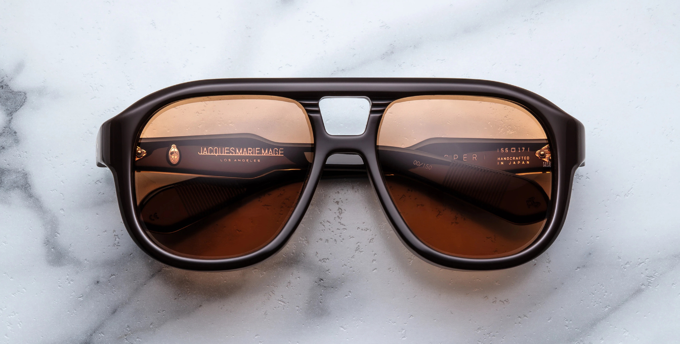 Jacques Marie Mage Jasper | Walnut Aviator Luxussonnenbrille mit braunem Rahmen 