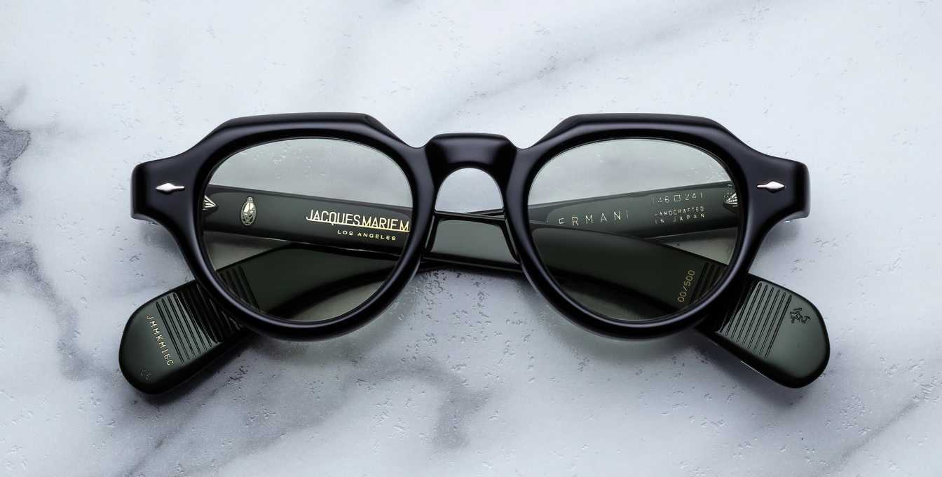 Jacques Marie Mage Kellerman Cobra runde Luxussonnenbrille mit schwarzem Rahmen