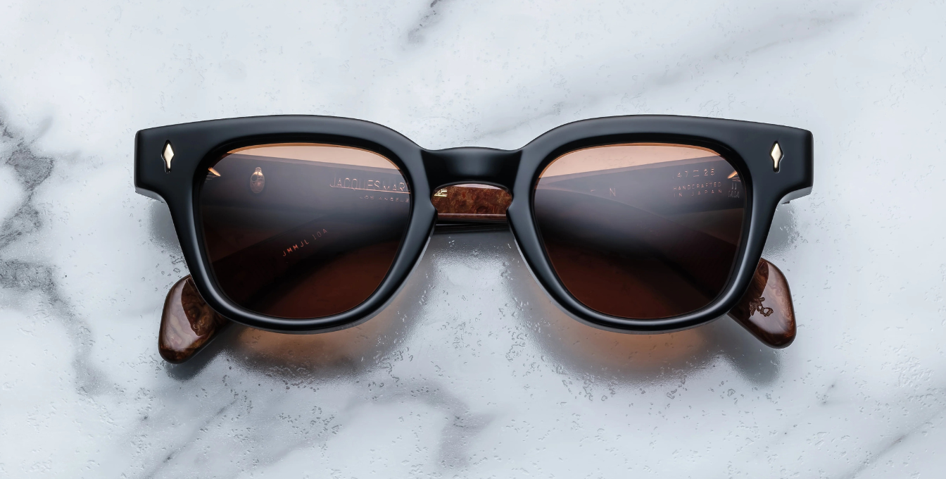 Jacques Marie Mage Julien Noir x - Luxussonnenbrille mit schwarzem Rahmen und braunen Gläsern