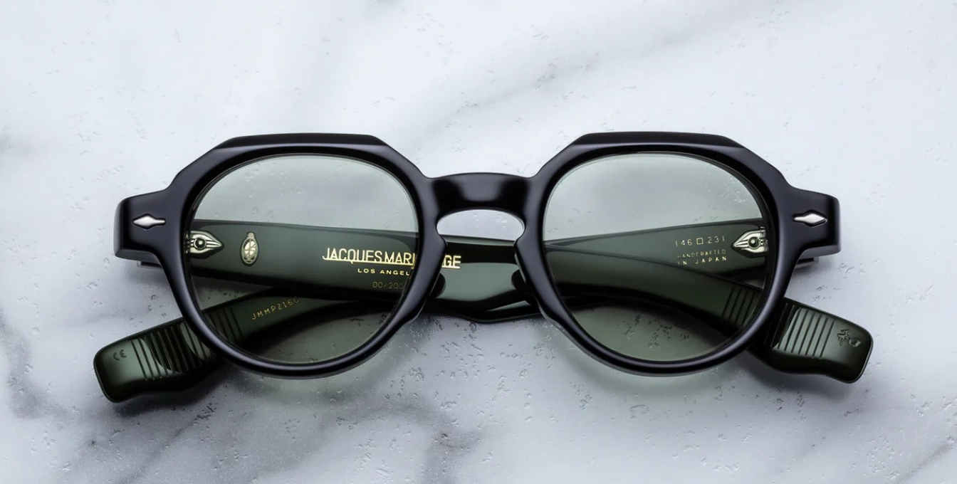 Jacques Marie Mage Pontian | Cobra aviator Sonnenbrille mit schwarzem Rahmen und grünen Gläsern