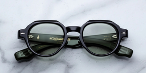 Jacques Marie Mage Pontian | Cobra aviator Sonnenbrille mit schwarzem Rahmen und grünen Gläsern