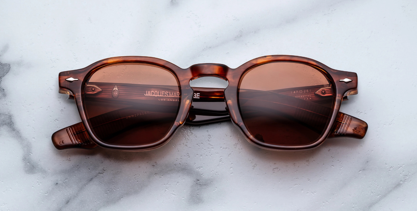 Jacques Marie Mage Zephirin 47 | Bourbon - runde Luxussonnenbrille mit braunem Rahmen und braunen Gläsern