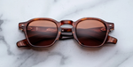Jacques Marie Mage Zephirin 47 | Bourbon - runde Luxussonnenbrille mit braunem Rahmen und braunen Gläsern