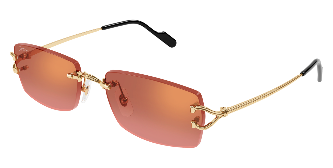 Cartier CT0550S | 005 Luxussonnenbrille in Gold mit roten Gläsern