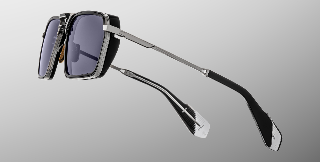 Jacques Marie Mage GT-R Armour Sonnenbrille in Schwarz und Grau - limitierte, handgefertigte Luxusbrille 
