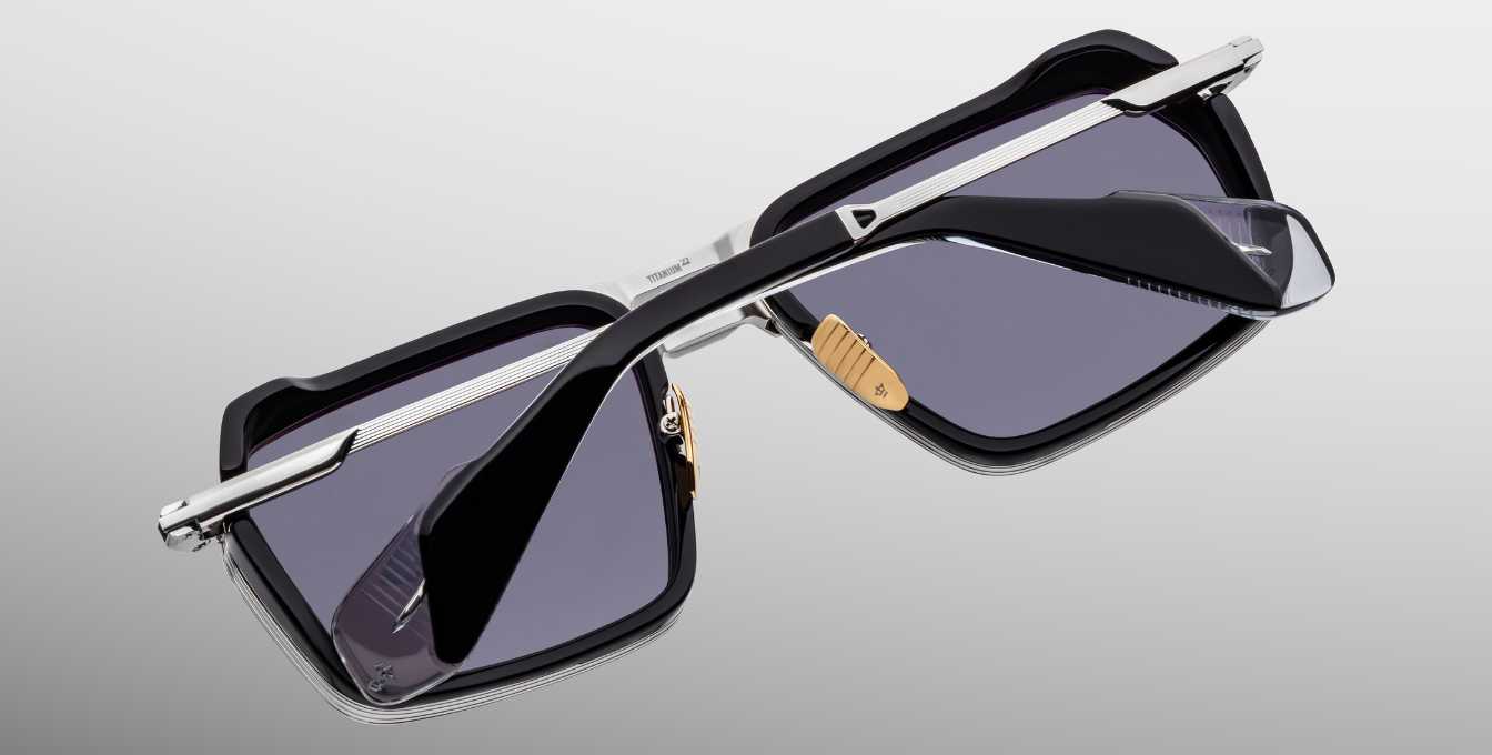 Jacques Marie Mage GT-R Armour Sonnenbrille in Schwarz und Grau - limitierte, handgefertigte Luxusbrille 