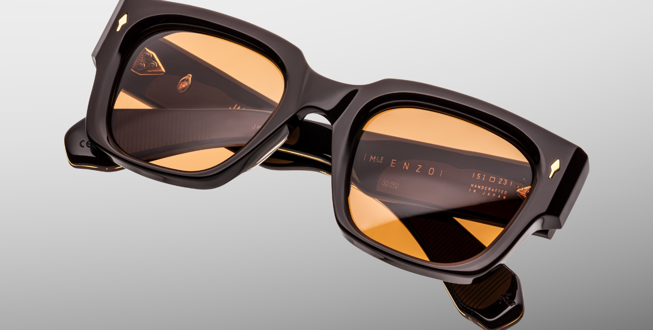 JMM Enzo Walnut Luxussonnenbrille in Braun und orangenen Gläsern in limitierter Auflage