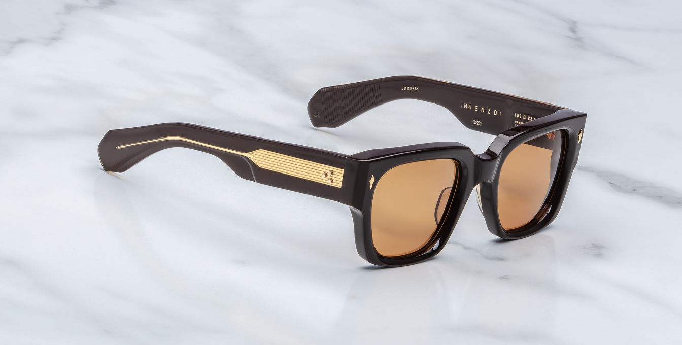 JMM Enzo Walnut Luxussonnenbrille in Braun und orangenen Gläsern in limitierter Auflage
