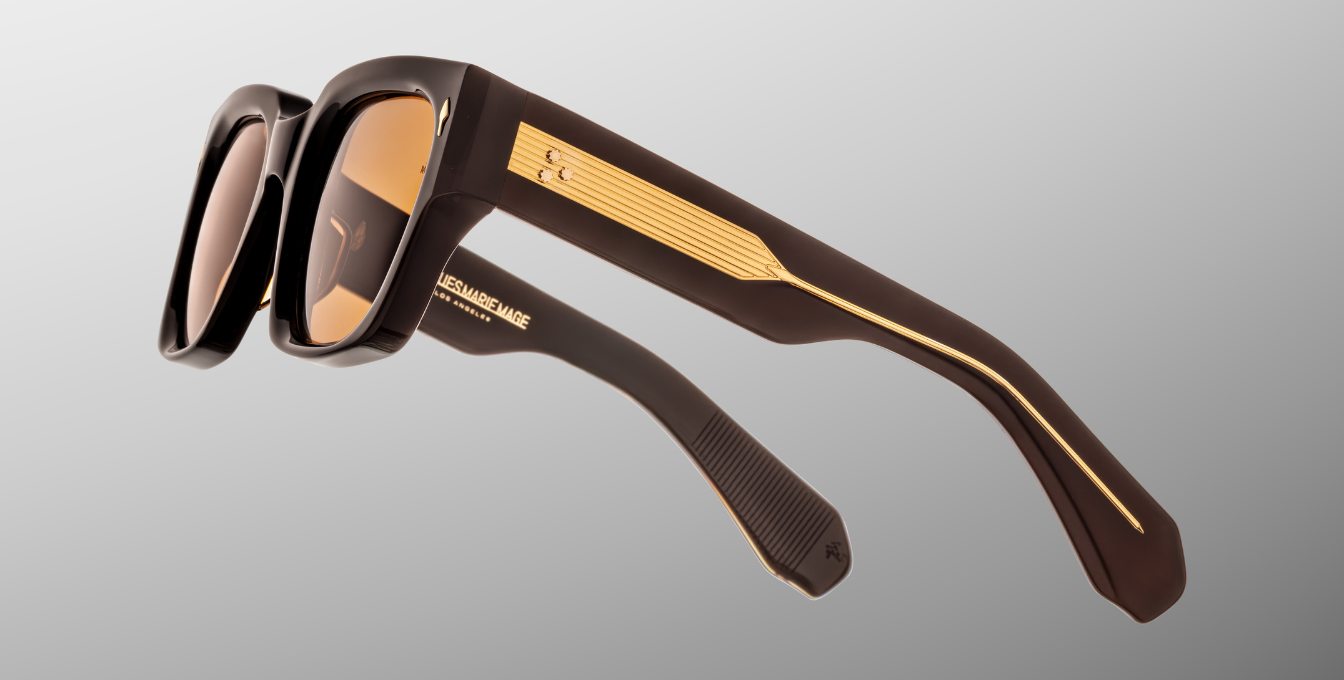 JMM Enzo Walnut Luxussonnenbrille in Braun und orangenen Gläsern in limitierter Auflage