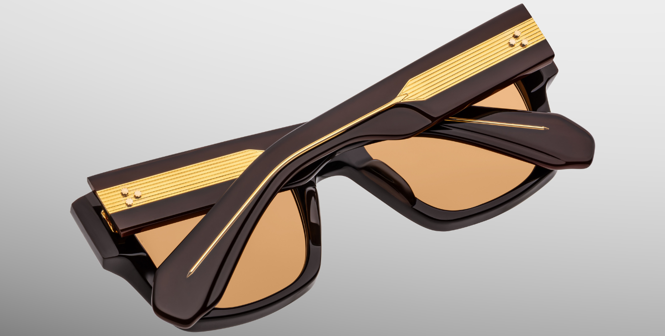 JMM Enzo Walnut Luxussonnenbrille in Braun und orangenen Gläsern in limitierter Auflage
