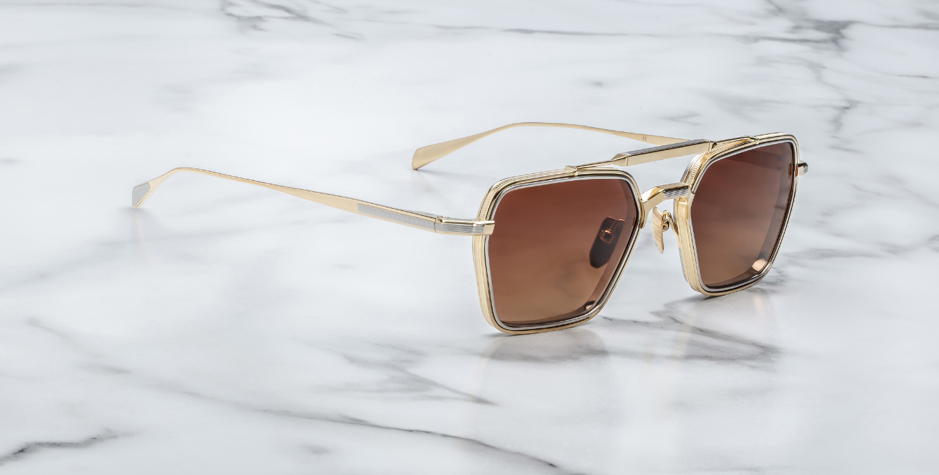 Jacques Marie Mage Commodore Roma Sonnenbrille in Gold und Silber - limitierte, handgefertigte Luxusbrille 