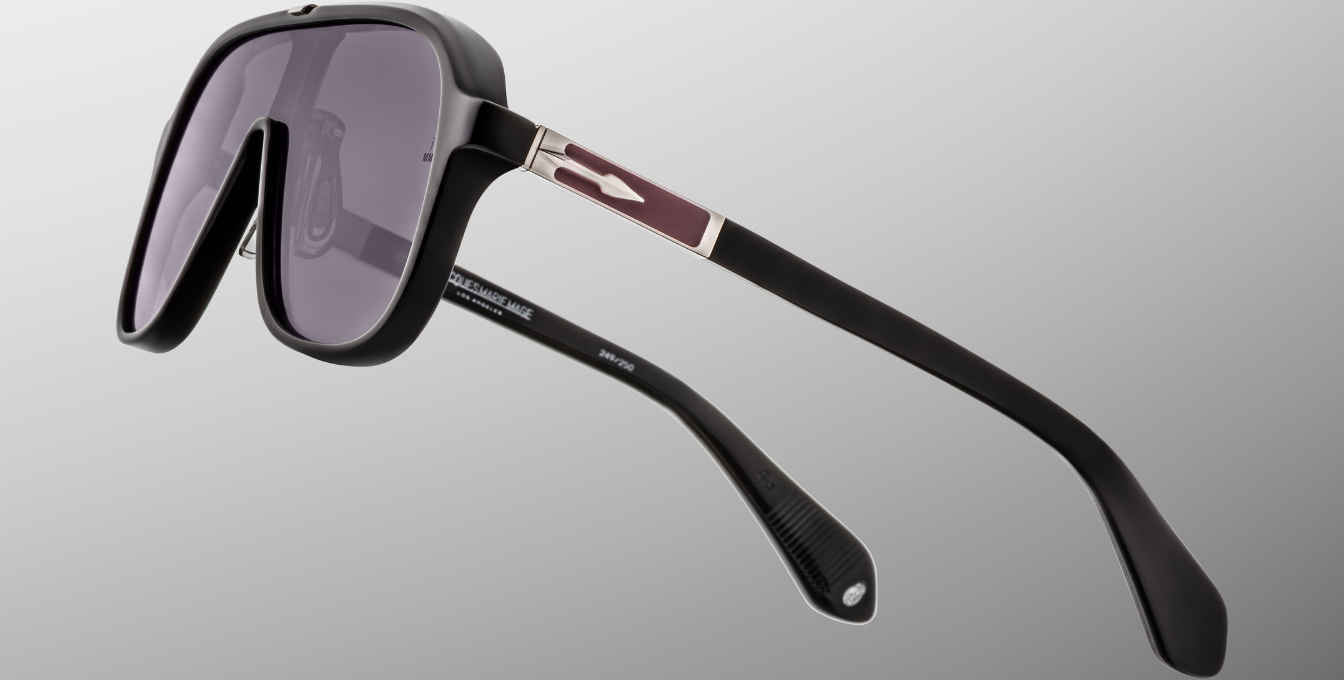 JMM Kurokawa Beluga Luxussonnenbrille in Schwarz mit lila Gläsern in limitierter Auflage