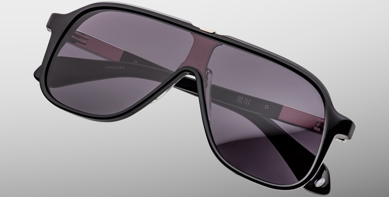 JMM Kurokawa Beluga Luxussonnenbrille in Schwarz mit lila Gläsern in limitierter Auflage