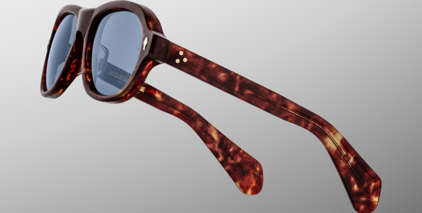 Jacques Marie Mage Richard Breccia Luxussonnenbrille mit braunem Rahmen und blauen Gläsern