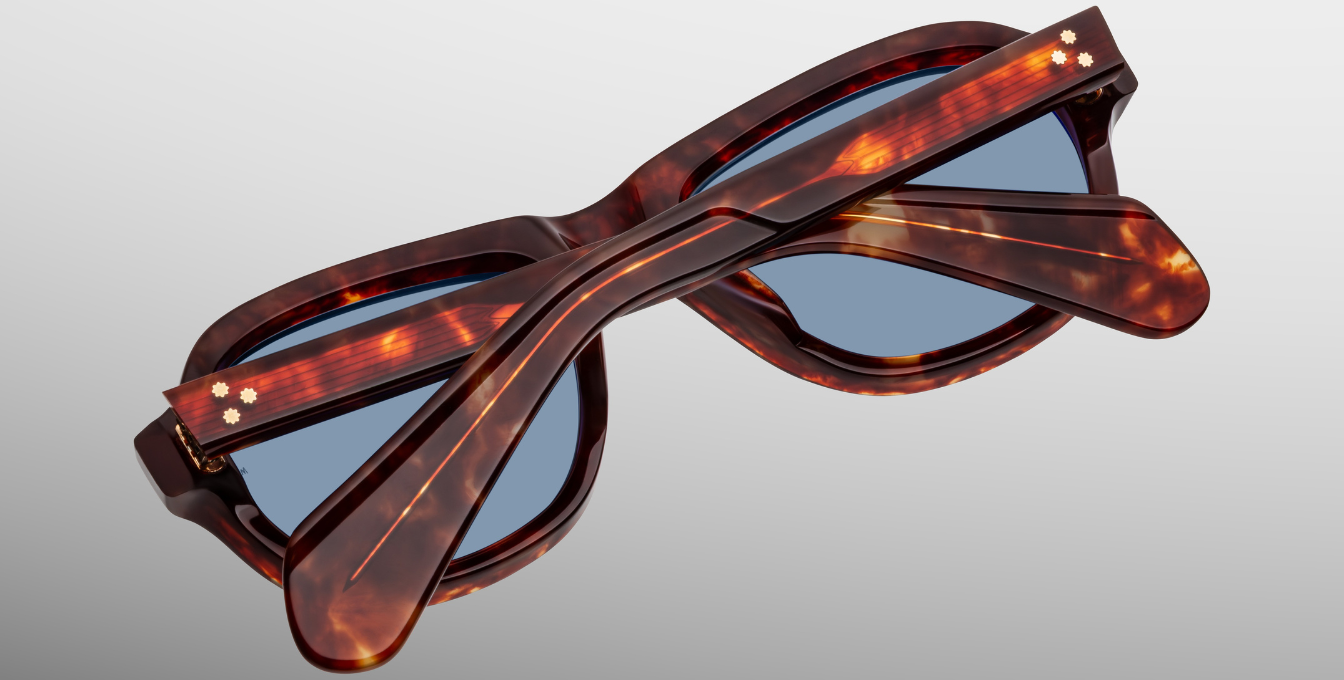 Jacques Marie Mage Richard Breccia Luxussonnenbrille mit braunem Rahmen und blauen Gläsern