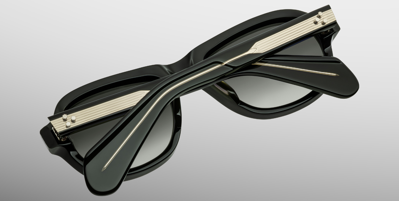 Jacques Marie Mage Richard Viper Luxussonnenbrille mit schwarzem Rahmen und grünen Gläsern
