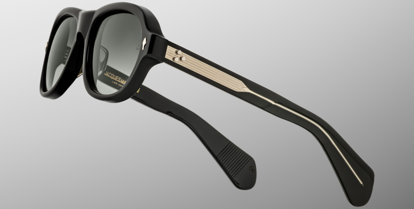 Jacques Marie Mage Richard Viper Luxussonnenbrille mit schwarzem Rahmen und grünen Gläsern