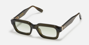John Dalia P15 | C163 - Luxussonnenbrille mit goldenem Rahmen und grünen Gläsern.