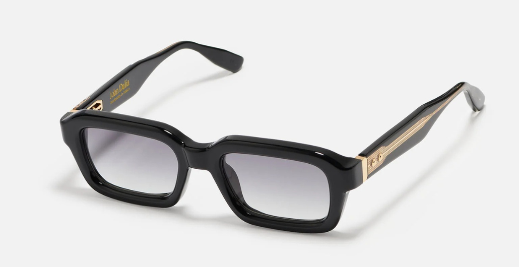 John Dalia P15 | C600 - Luxussonnenbrille mit goldener Rahmen und grauen Gläsern.