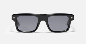 John Dalia P18 | C102 - Luxussonnenbrille mit schwarzem Rahmen und schwarzen Gläsern.