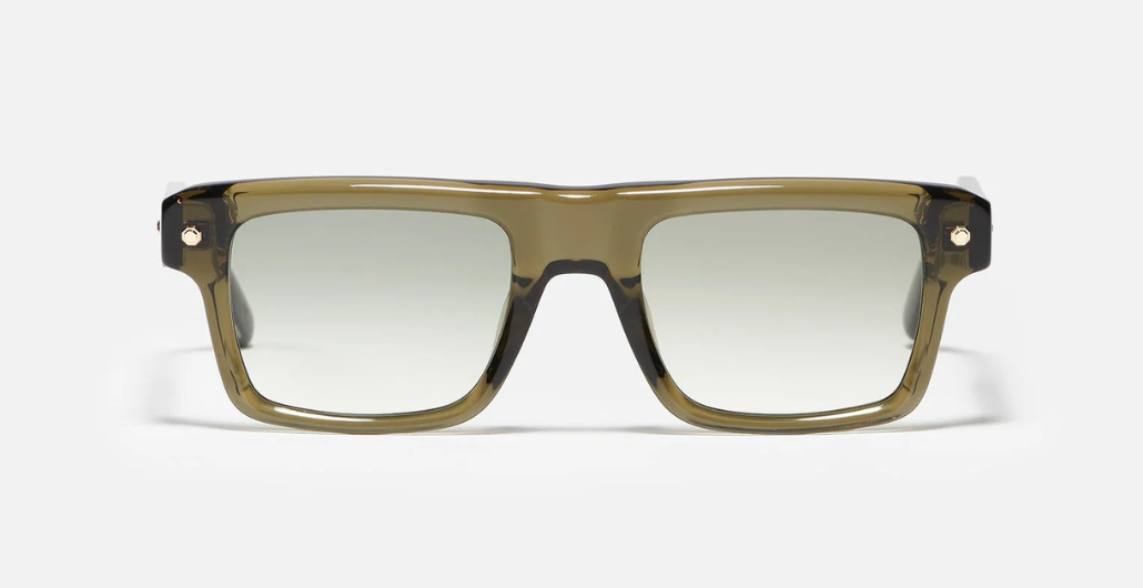 John Dalia P18 | C163 - Luxussonnenbrille mit goldenem Rahmen und grünen Gläsern.