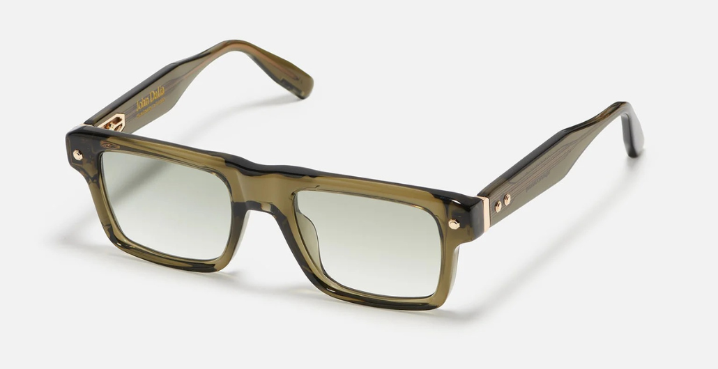 John Dalia P18 | C163 - Luxussonnenbrille mit goldenem Rahmen und grünen Gläsern.