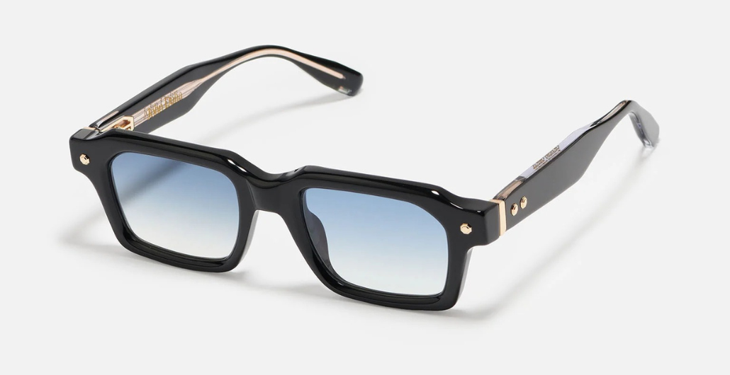 John Dalia P19 | C101 - Luxussonnenbrille mit goldenem Rahmen und blauen Gläsern.