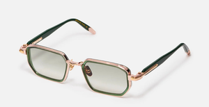 John Dalia Miles | C432 - Luxussonnenbrille mit rosegoldenem Rahmen und grünen Gläsern.