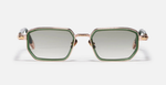 John Dalia Miles | C432 - Luxussonnenbrille mit rosegoldenem Rahmen und grünen Gläsern.
