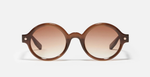 John Dalia P13 | C155 - Luxussonnenbrille mit Roségold braunen Rahmen und grauen Gläsern.