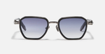 John Dalia Richy | C420 - Luxussonnenbrille mit goldenem Rahmen und grauen Gläsern und eckigen Gläsern aus Acetat und Titan