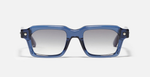 John Dalia P19 | C136 - Luxussonnenbrille mit blauen Rahmen und grauen Gläsern. Eckig & Acetat