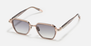 John Dalia Richy | C476 - Luxussonnenbrille mit roségoldenem Rahmen und grauen Gläsern. Acetat & Eckig
