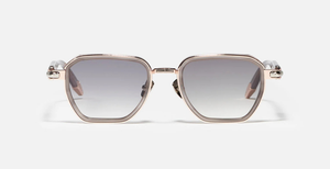 John Dalia Richy | C476 - Luxussonnenbrille mit roségoldenem Rahmen und grauen Gläsern. Acetat & Eckig