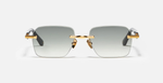 John Dalia Dwayne C506, Eckig und aus Stahl. Goldene Rahmen und grünen Gläser