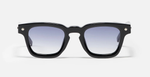 John Dalia P16 | C605 (47) - Luxussonnenbrille mit schwarzen Rahmen und blauen Gläsern.