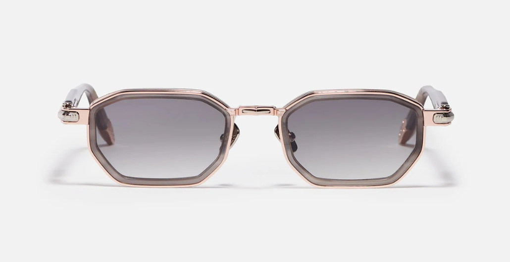 John Dalia Axel | C476 - Luxussonnenbrille mit roségoldenem Rahmen und roten Gläsern.