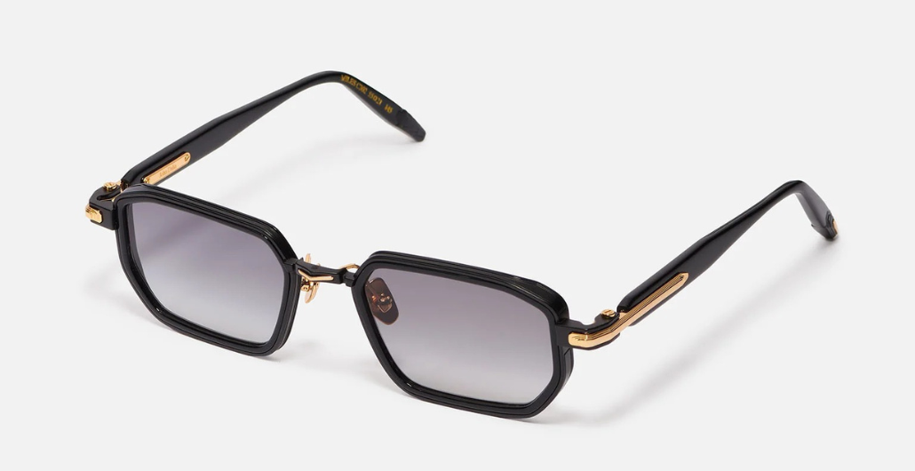 John Dalia Miles | C302 - Luxussonnenbrille mit schwarzem Rahmen und grauen Gläsern.