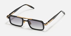 John Dalia Dane | C302 - Luxussonnenbrille mit schwarzem Rahmen und grauen Gläsern.
