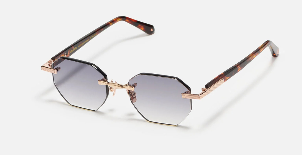 John Dalia Timothy C519 -  Luxussonnenbrille in Roségold mit grauen Gläsern