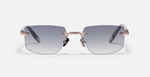 John Dalia R04 | C476 - Luxussonnenbrille mit roségoldenem Rahmen und grauen Gläsern.